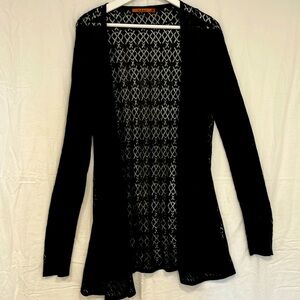 Belldini open stitch charcoal grey cardigan, XL